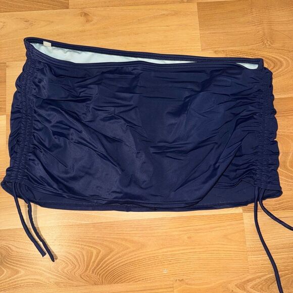 Victoria's Secret Other - Victorias Secret Navy Blue Ruched Bathing Suit Bottom with Skirt